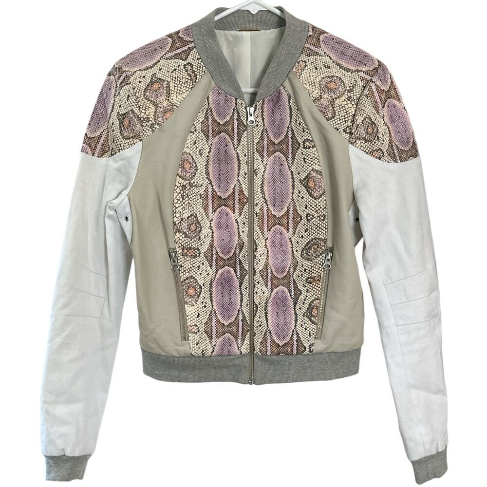 Rebecca Minkoff leather snake bomber Jacket size M